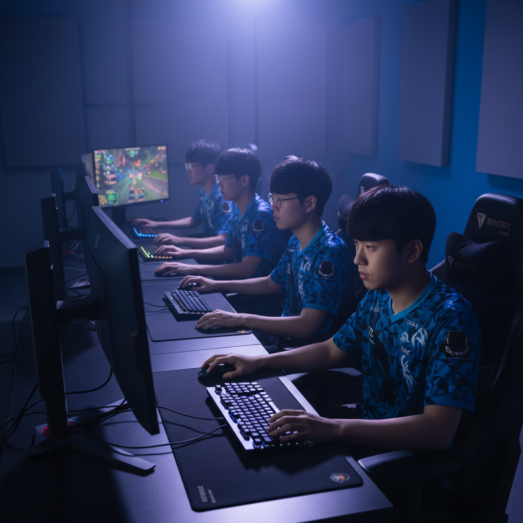 승리를 향해 집중하고 있는 LCK 선수들의 진지한 모습