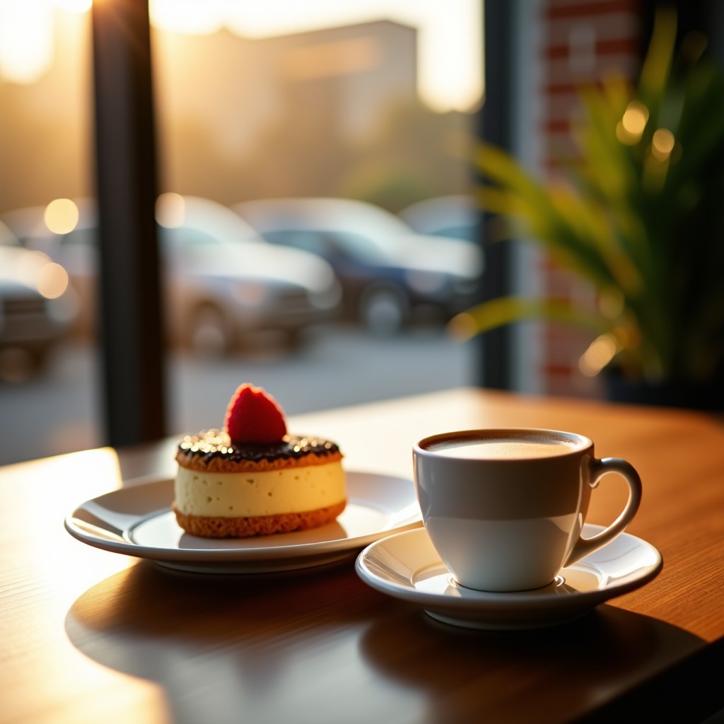 고급 디저트와 커피 한 잔의 여유