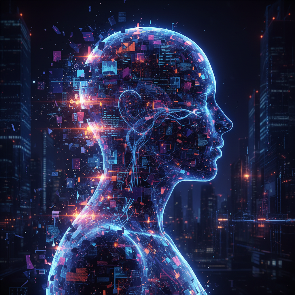 개인정보가 조각나 연결되는 디지털 이미지