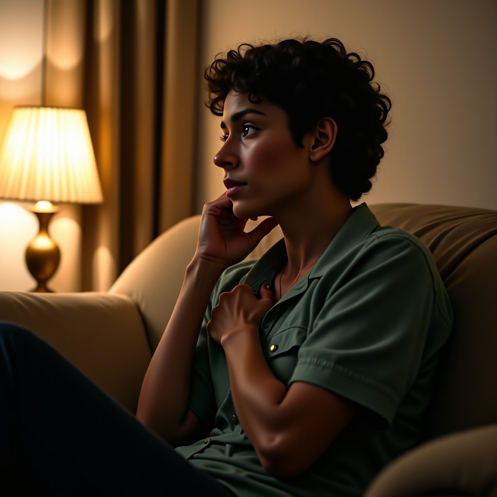 목이 조이는 듯한 답답함을 느끼는 사람의 모습