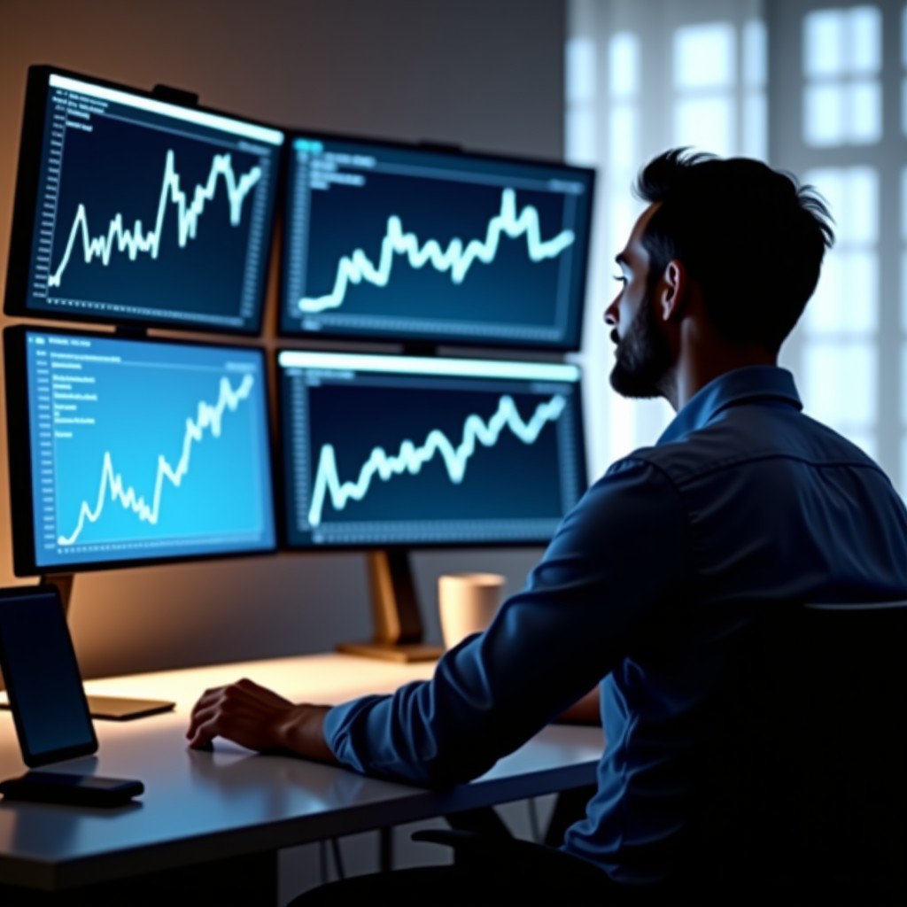 횡보장세 속에서 고민하는 투자자의 모습