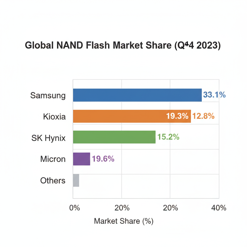 키옥시아의 글로벌 시장 점유율 비교