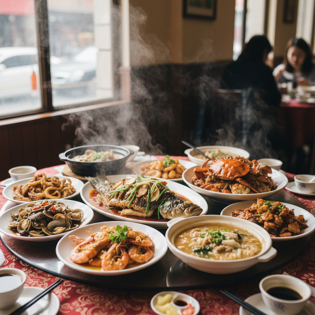 중국 현지 해산물 요리와 칭다오 요리