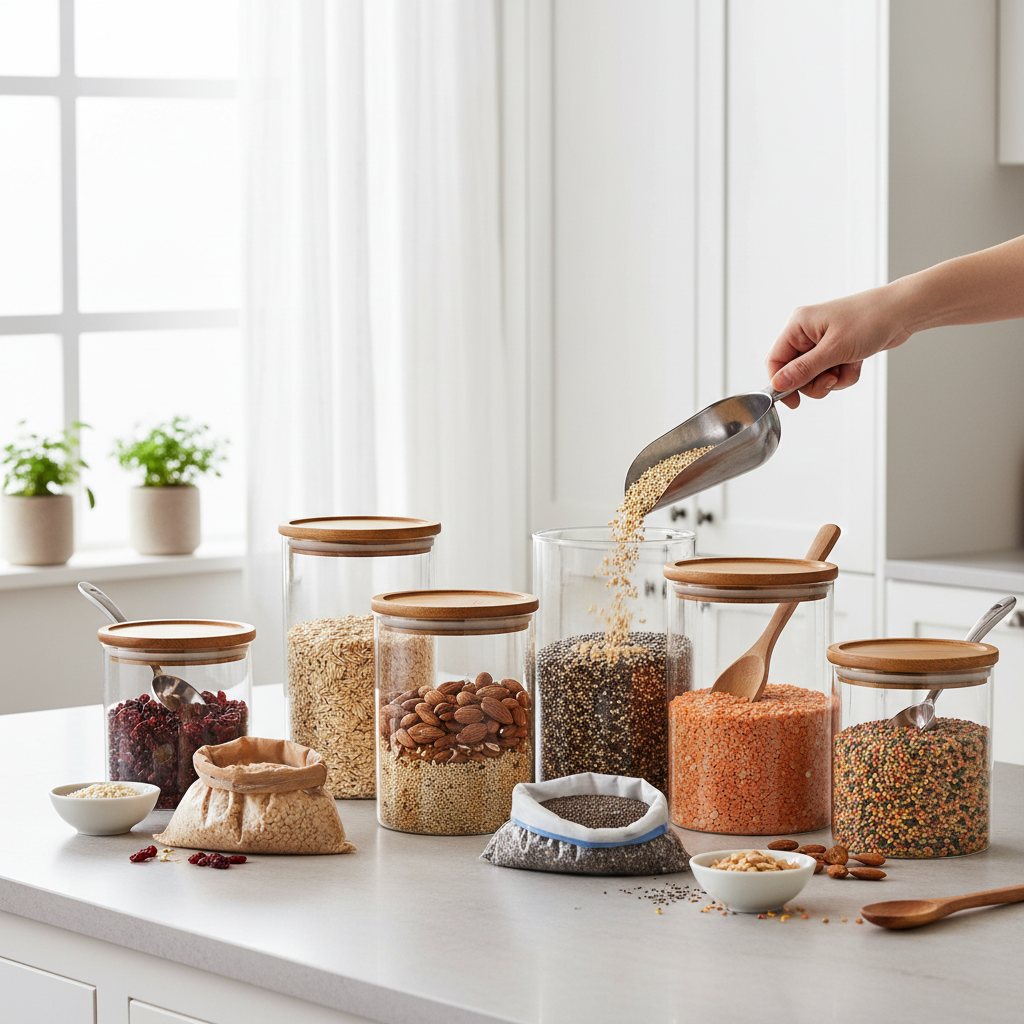 식재료를 밀폐 용기에 깔끔하게 소분하는 모습