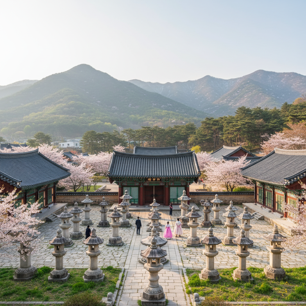 화엄사 경내의 평화로운 풍경