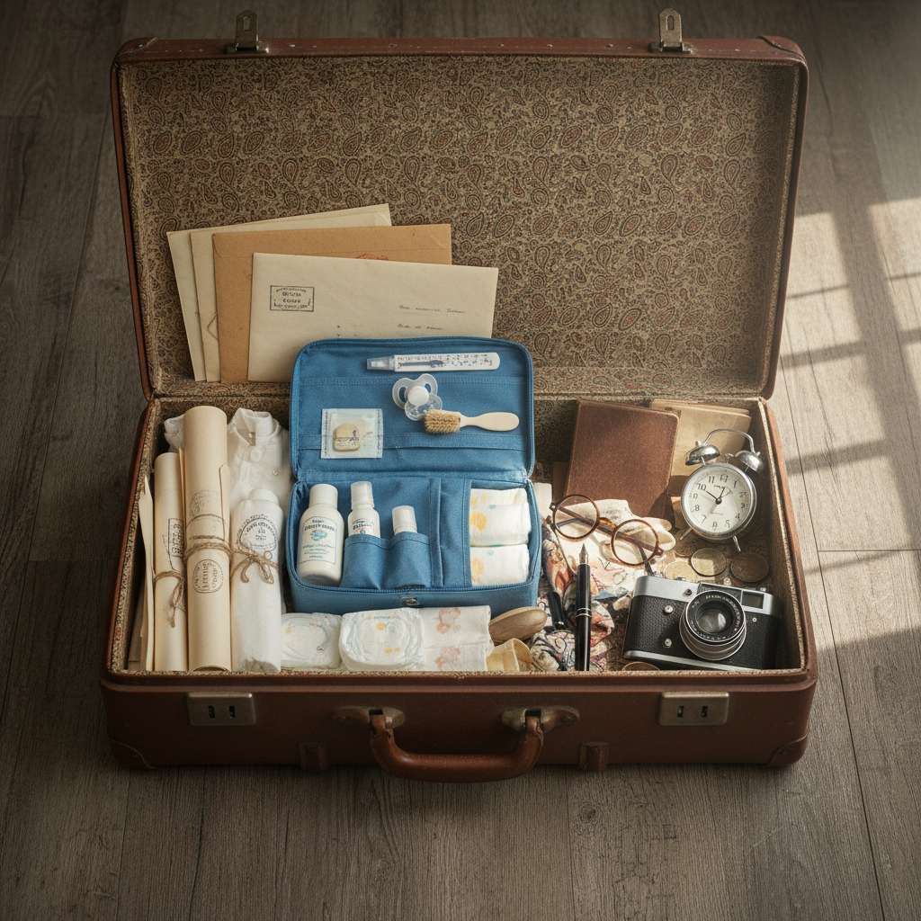 가방 안에 차곡차곡 담긴 출산 필수 서류와 키트