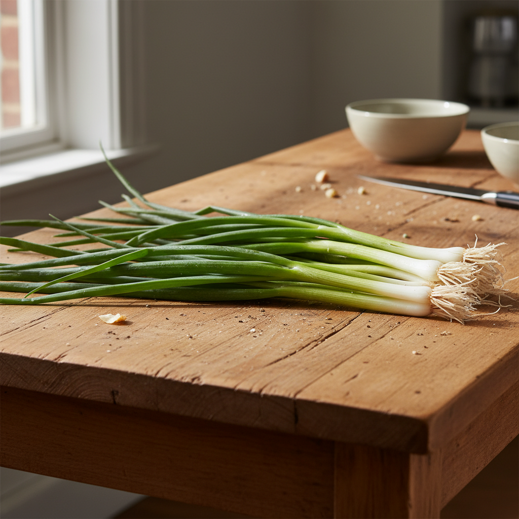 신선한 쪽파를 다듬는 모습