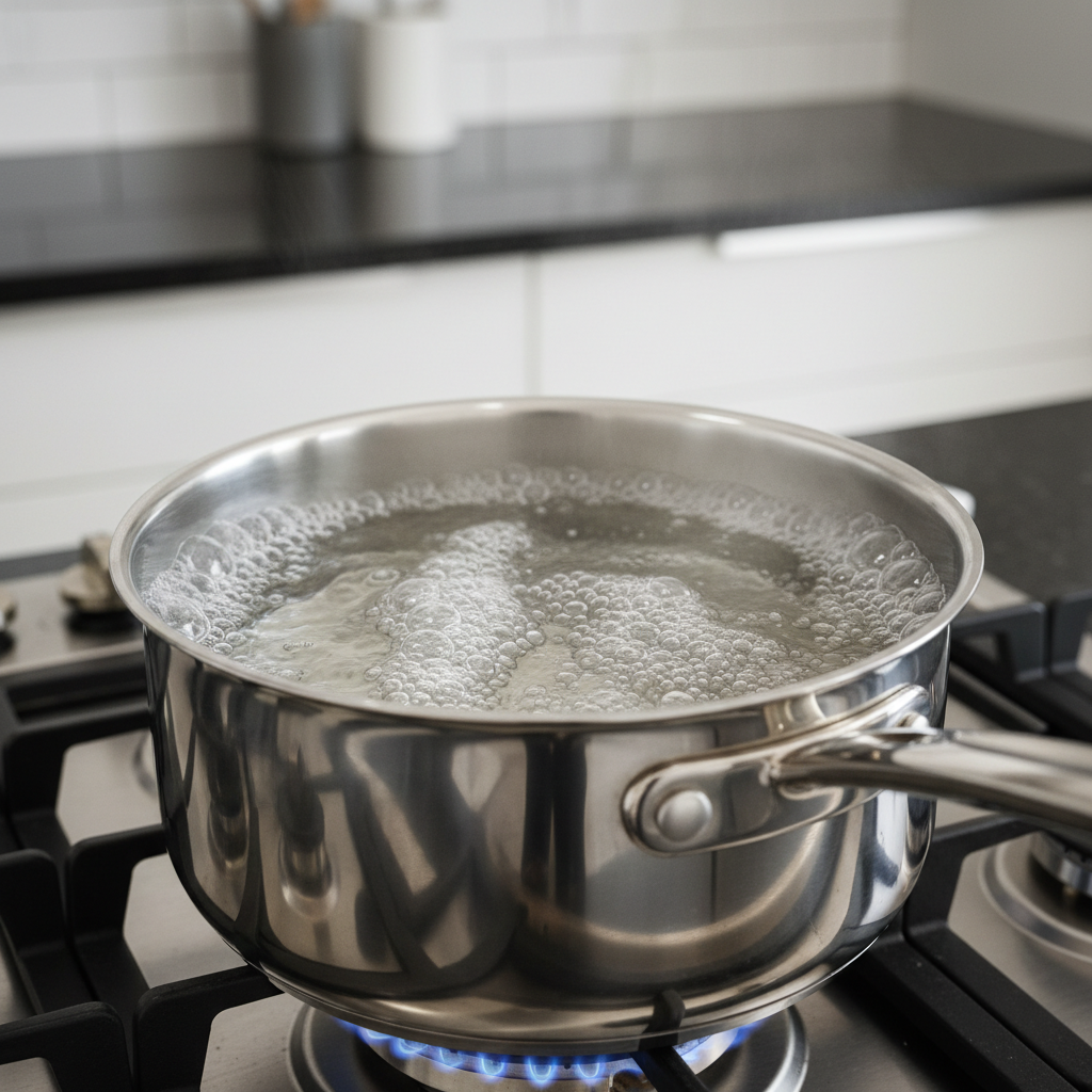 식초물을 넣고 끓이는 스테인리스 냄비