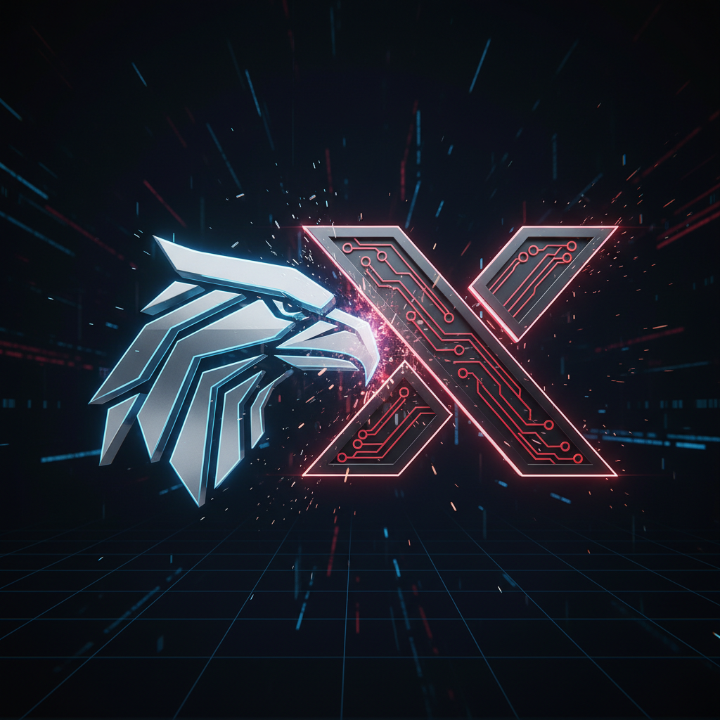 분열과 경쟁을 의미하는 갈라진 두 개의 기업 로고 컨셉