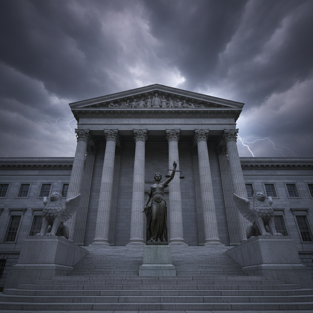 법원과 법률적인 무게감을 나타내는 이미지