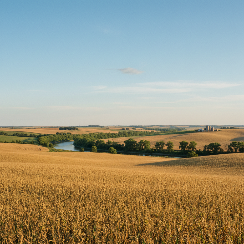 아이오와주의 조용한 농촌 풍경과 데이터센터가 들어설 후보지