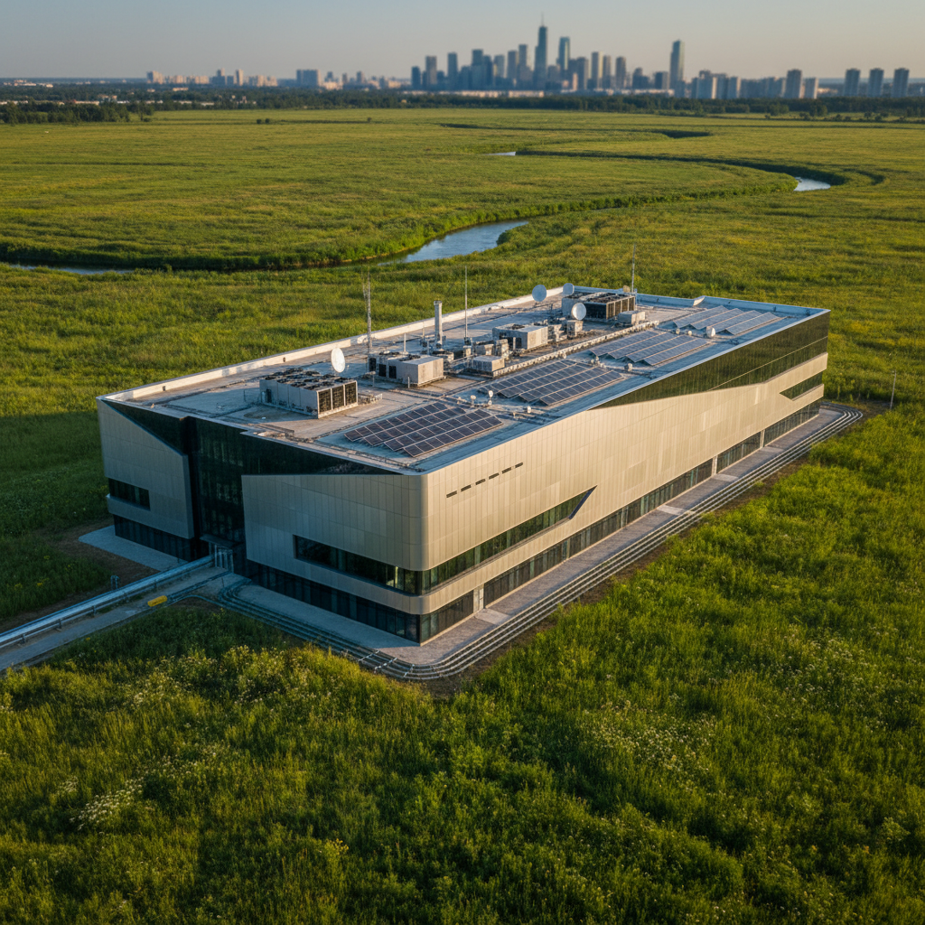 자연과 현대적인 데이터센터 시설의 대비