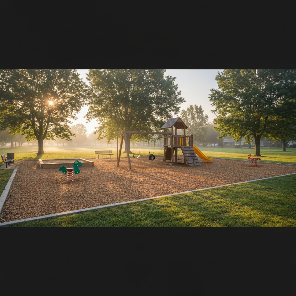 평화로운 마을 놀이터의 전경