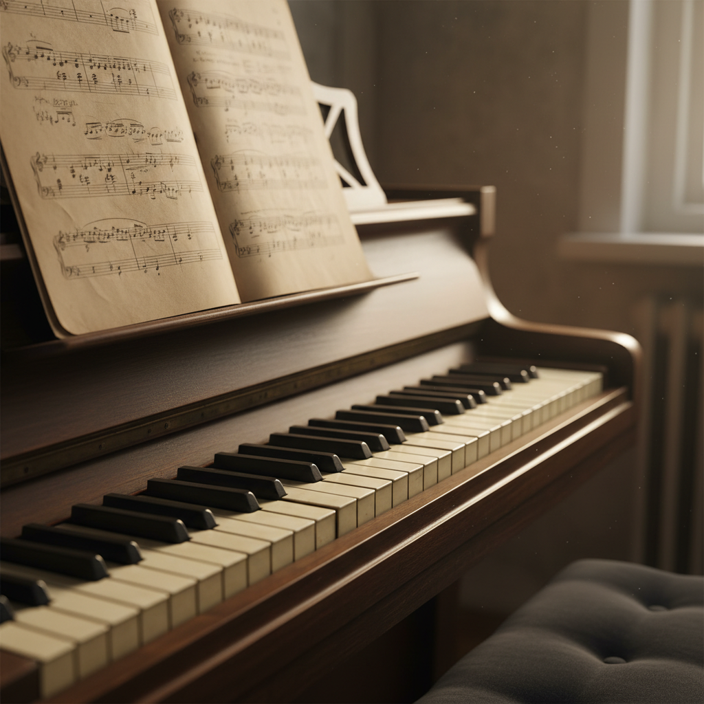 오래된 악보와 피아노 건반