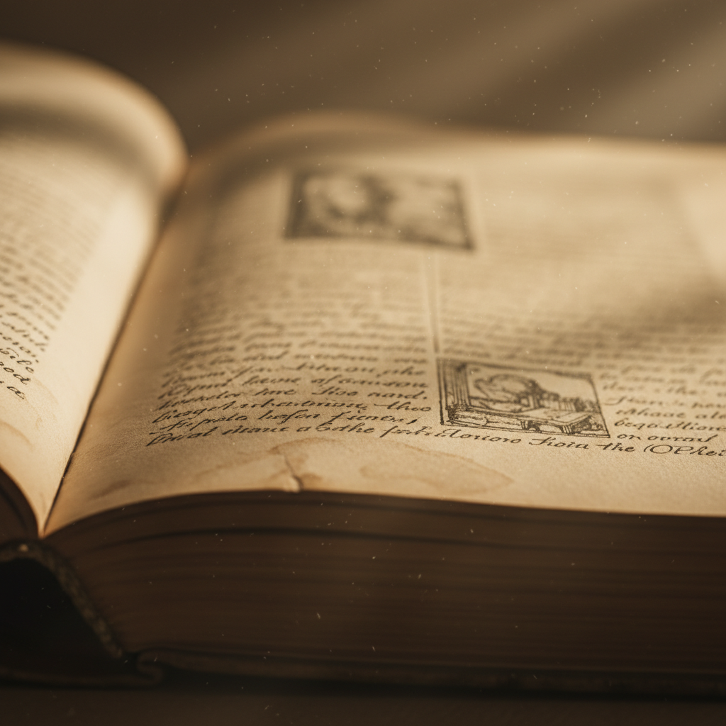 오래된 책의 종이 질감과 잉크