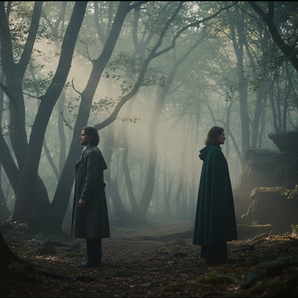 서로 다른 곳을 바라보는 두 사람의 뒷모습