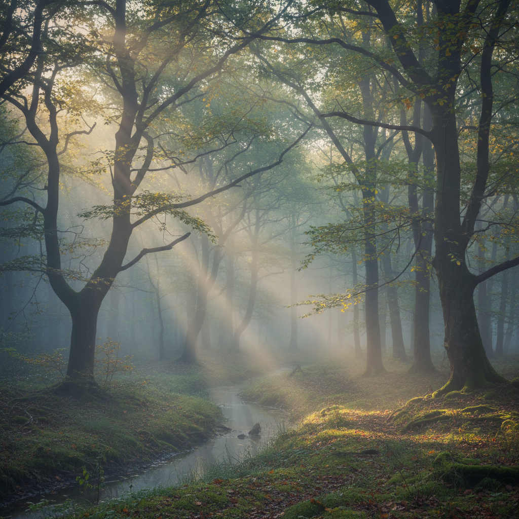 몽환적인 분위기의 숲속 풍경