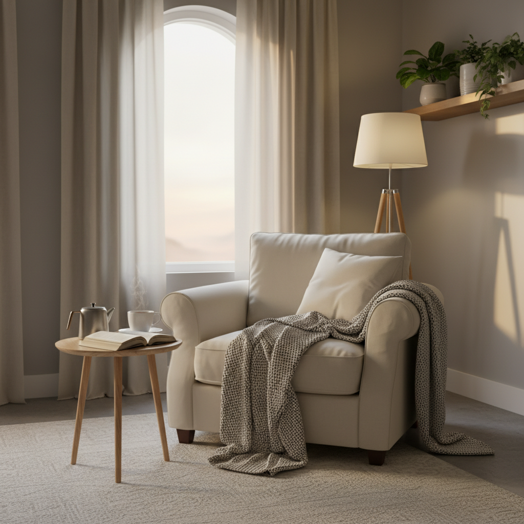 따뜻한 차 한 잔과 책이 있는 풍경