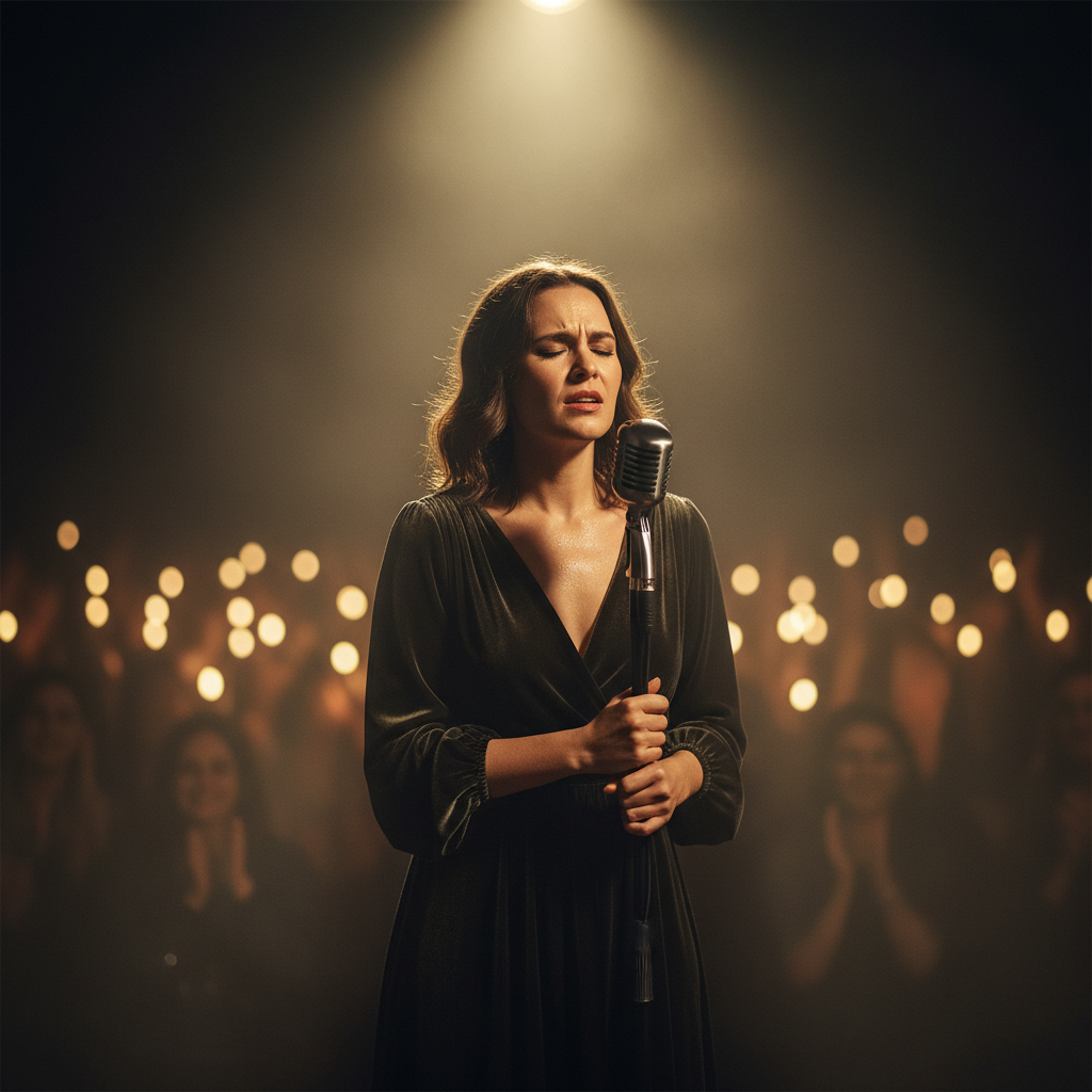 몰입하여 노래하는 공연의 한 장면