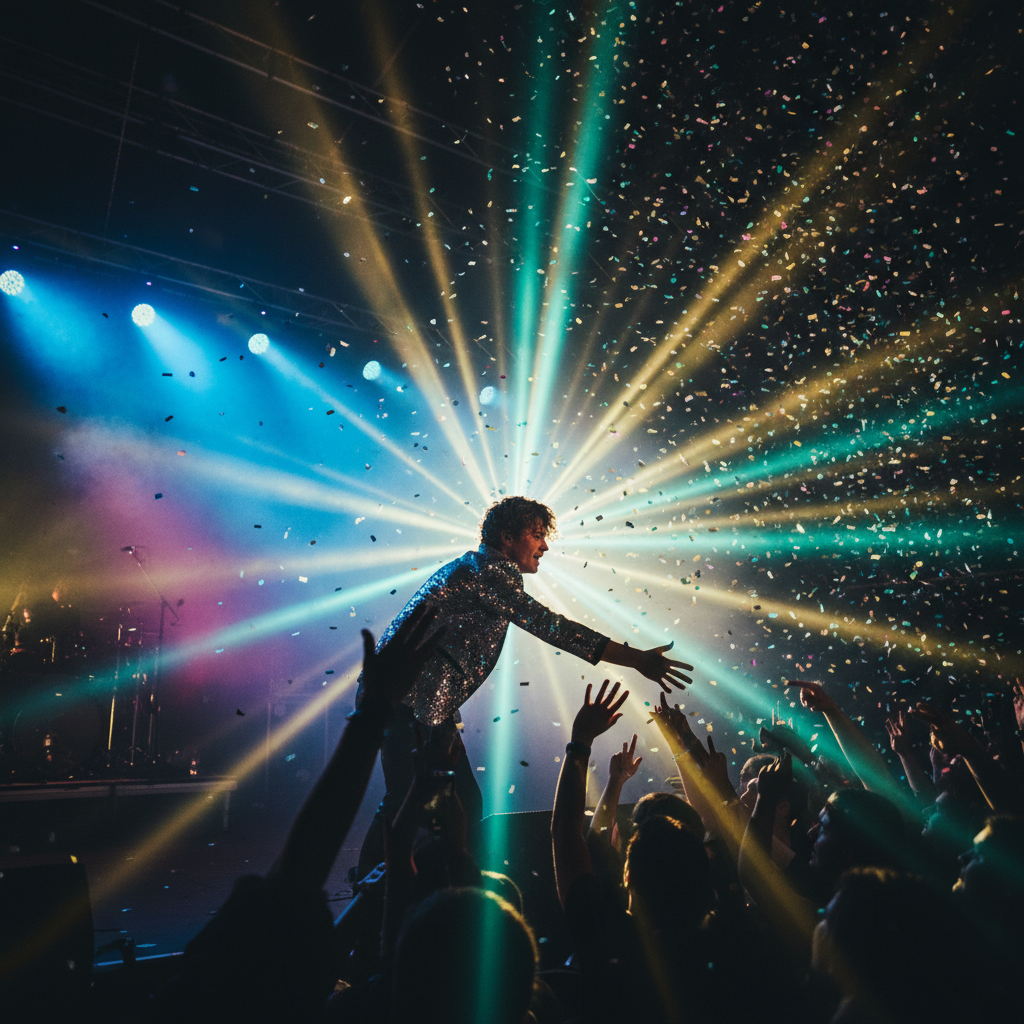 조명에 비친 열정적인 공연 모습