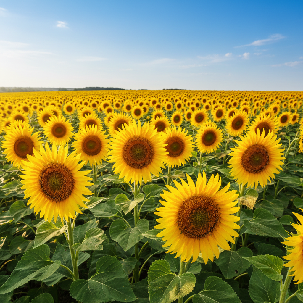 화사하게 피어난 해바라기 밭의 풍경