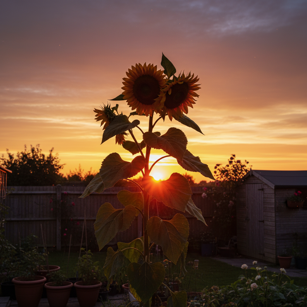 창가에서 해를 바라보는 해바라기