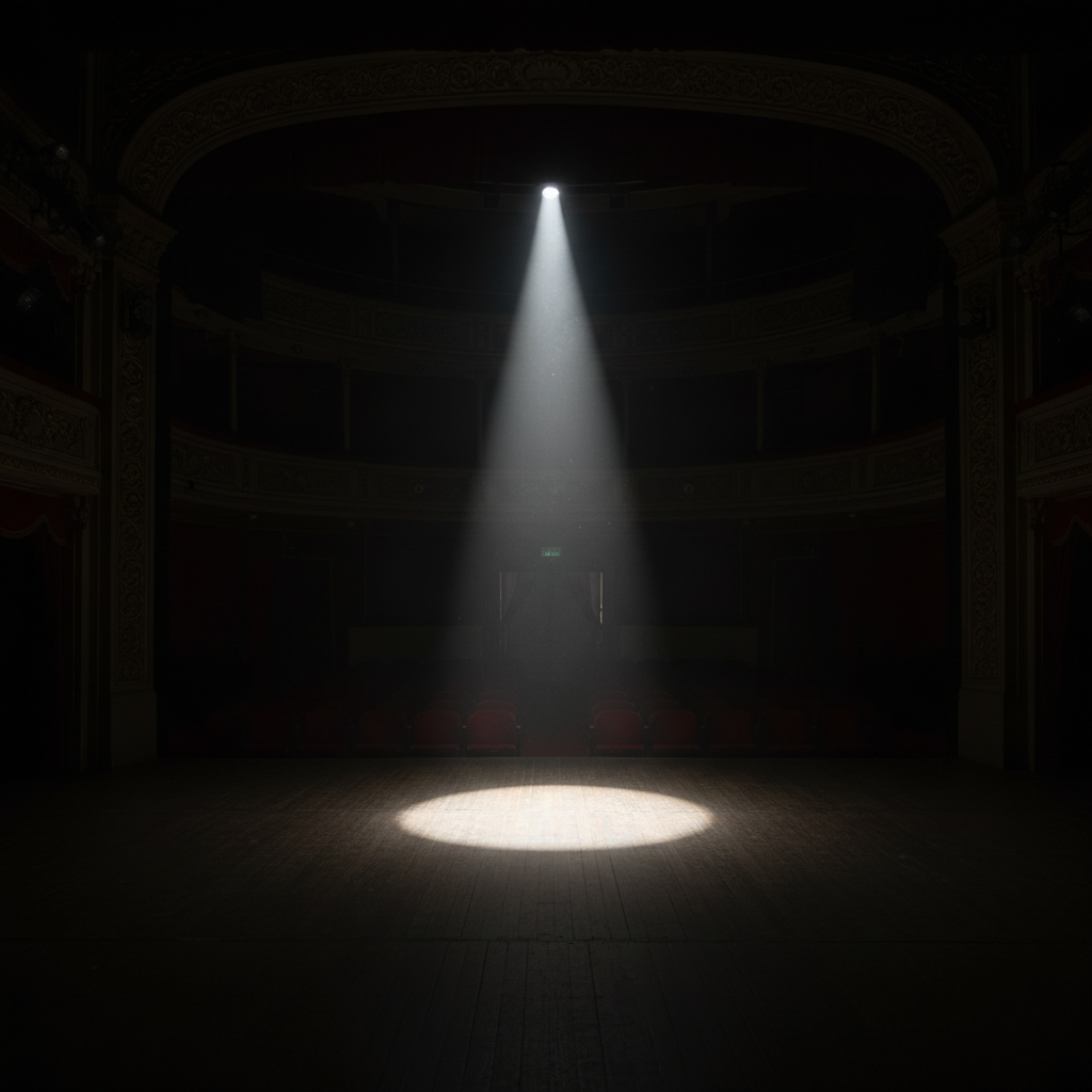 화려한 무대 뒤편의 고독한 조명