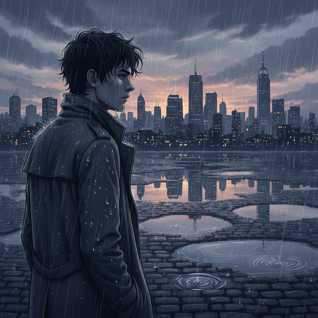 복잡한 감정이 교차하는 주인공의 뒷모습