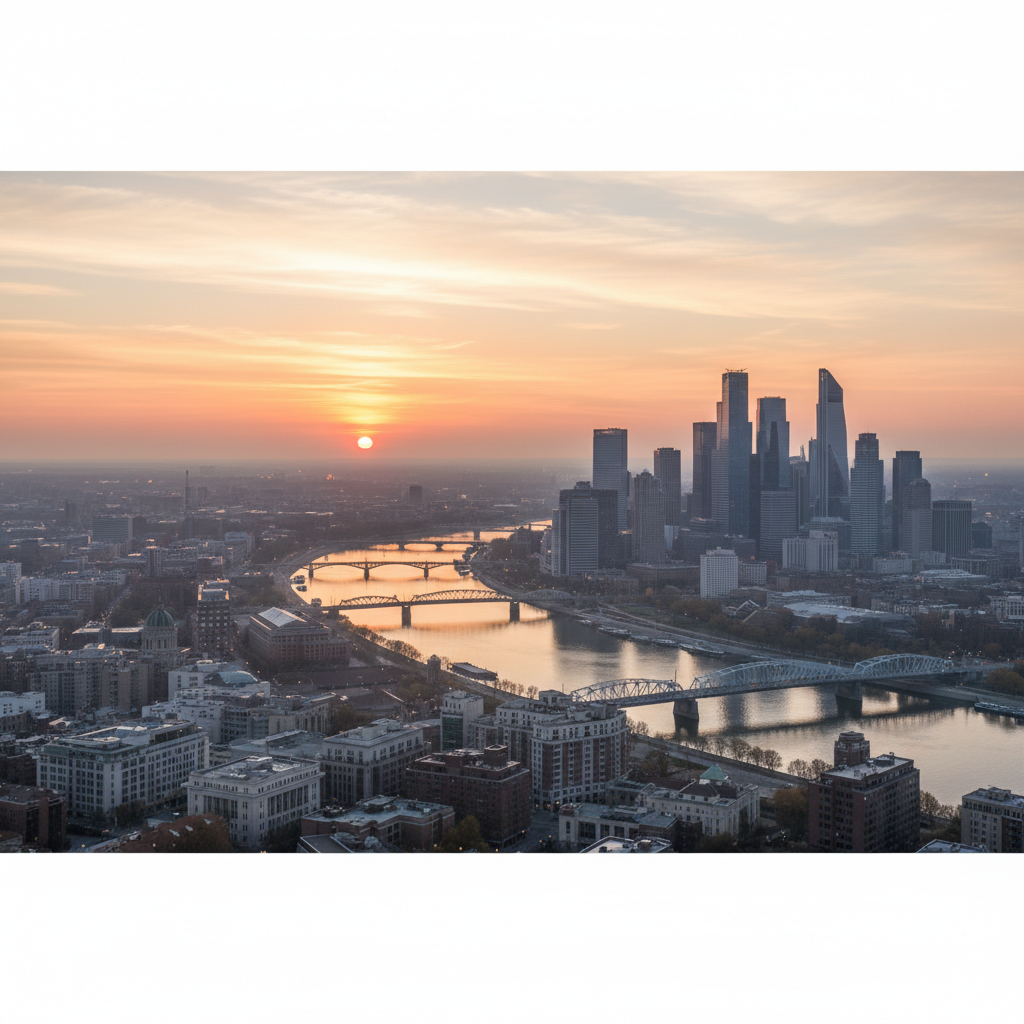 고요한 새벽녘 새로운 시작을 암시하는 풍경