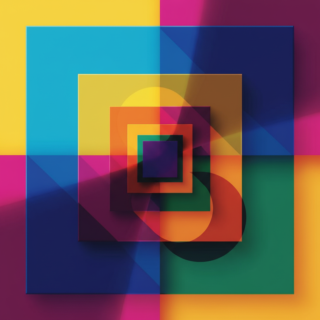 다양한 색감이 층층이 쌓인 미니멀한 그래픽 이미지