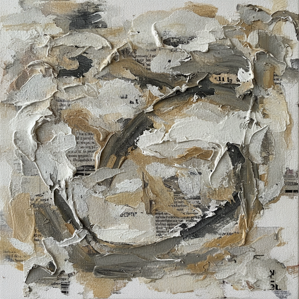 질감이 강조된 종이와 거친 붓터치가 어우러진 배경