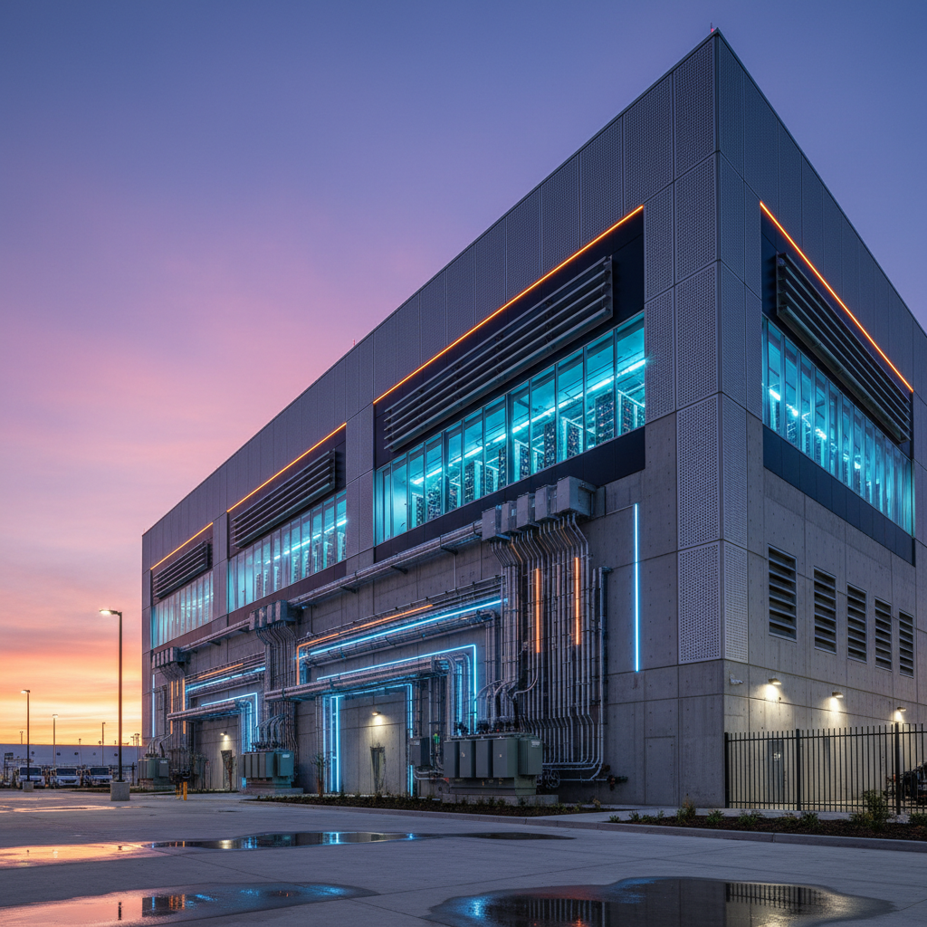 복잡하게 얽힌 전선과 데이터센터