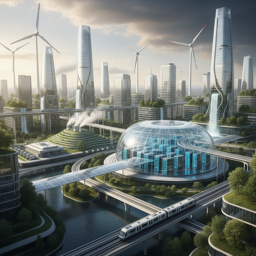 미래의 전력망과 도심 풍경