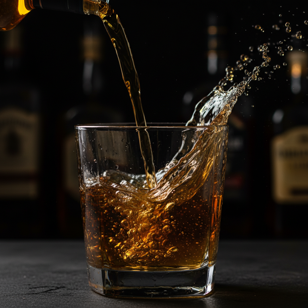 야마자키 위스키의 따뜻한 호박색