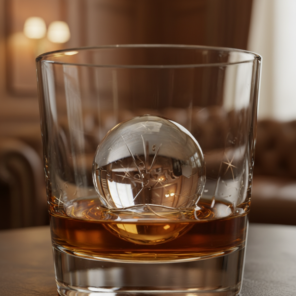 아름다운 위스키 잔과 얼음