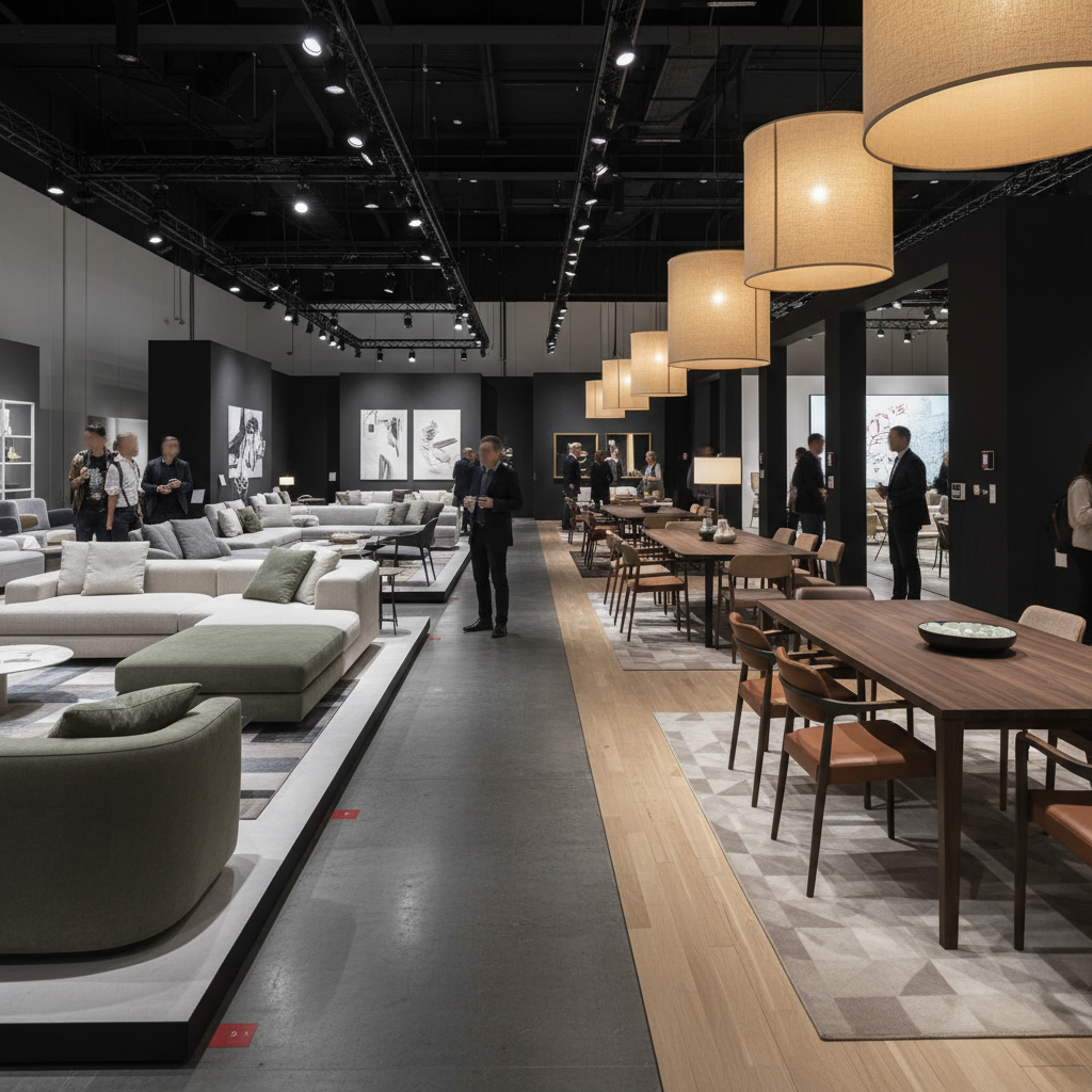 다양한 소재의 가구들이 전시된 넓은 전시장