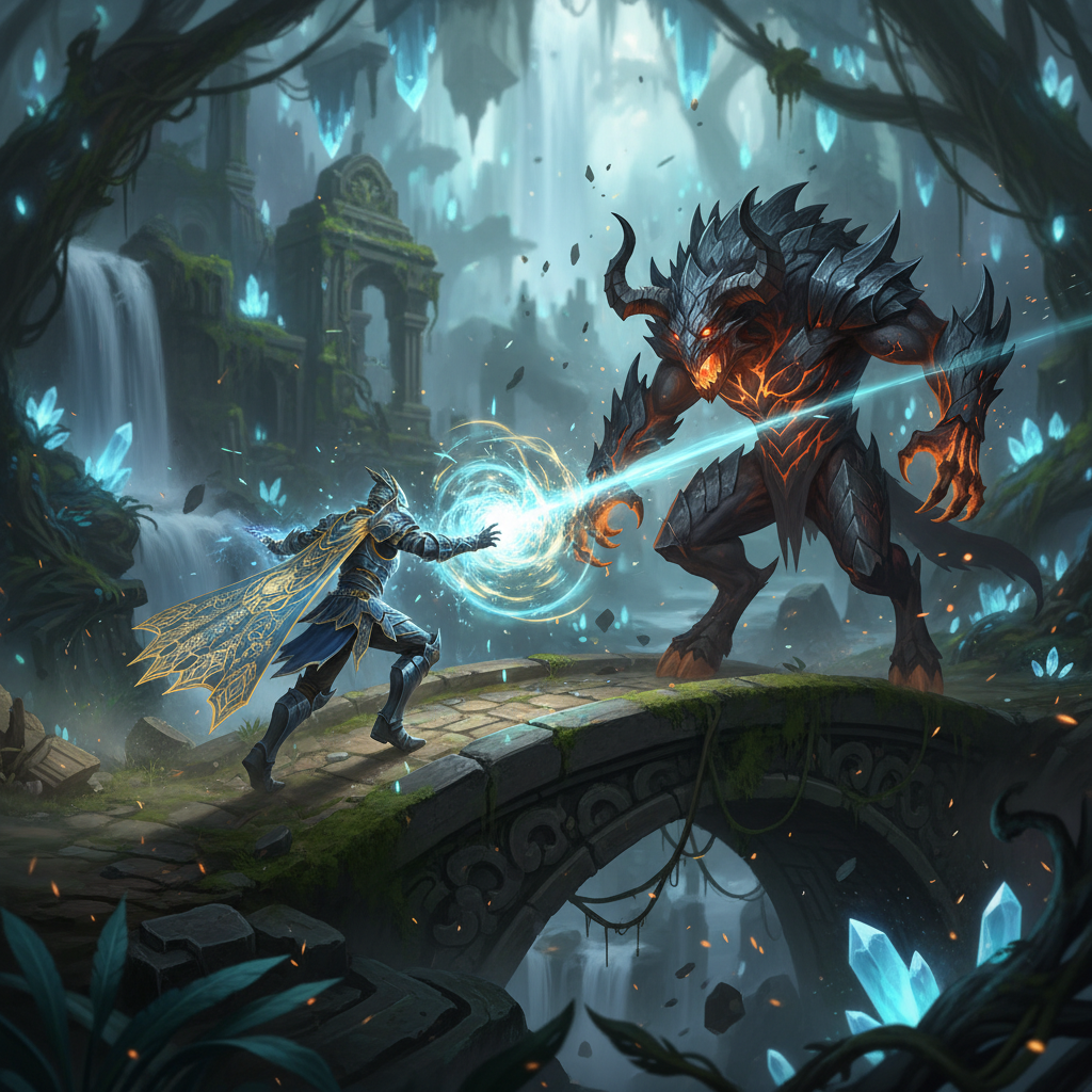 게임 내 캐릭터가 전투하는 모습