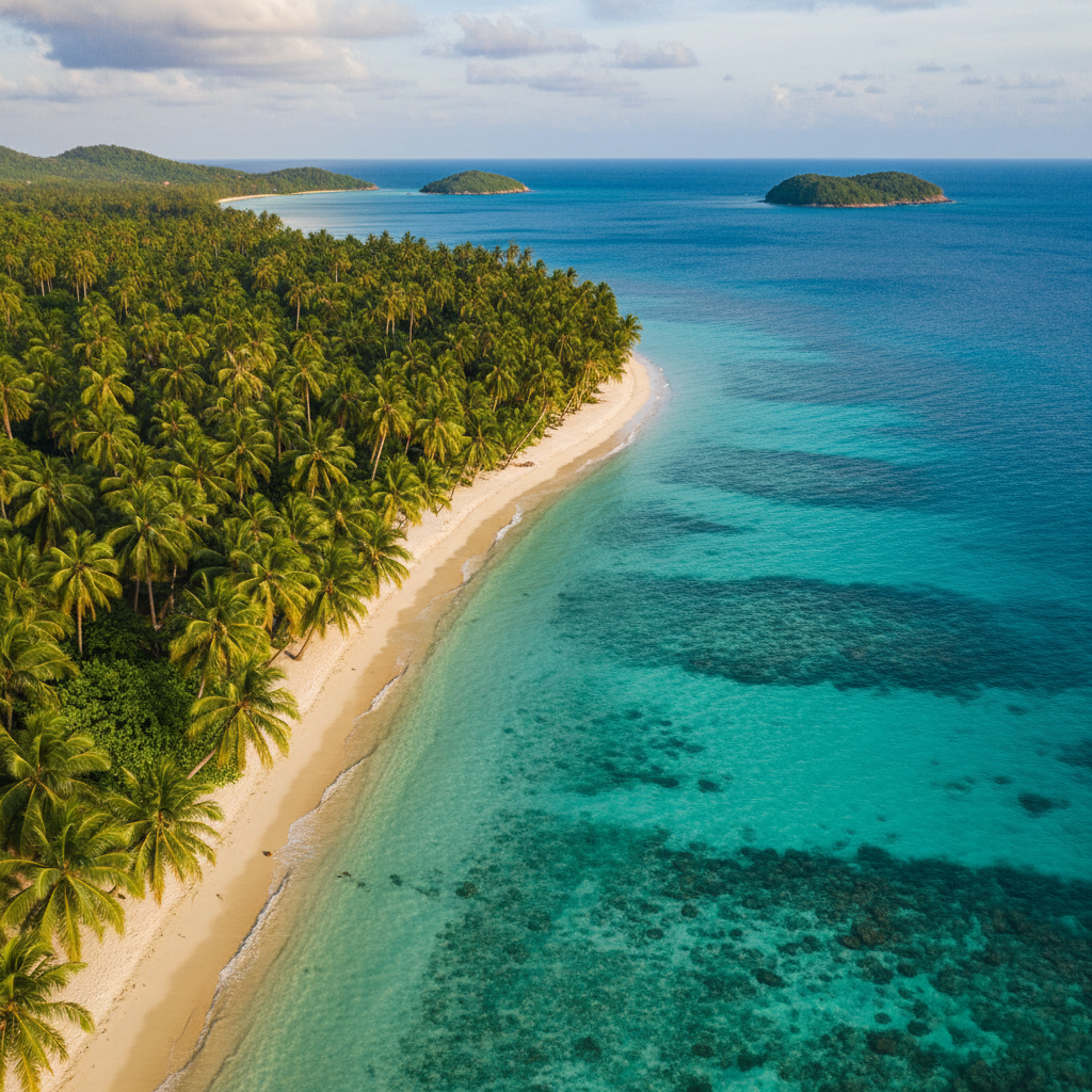 울창한 푸꾸옥의 숲과 바다