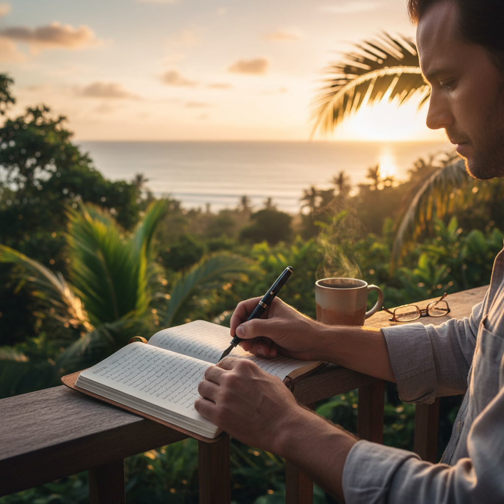 여행을 기록하는 사람의 손