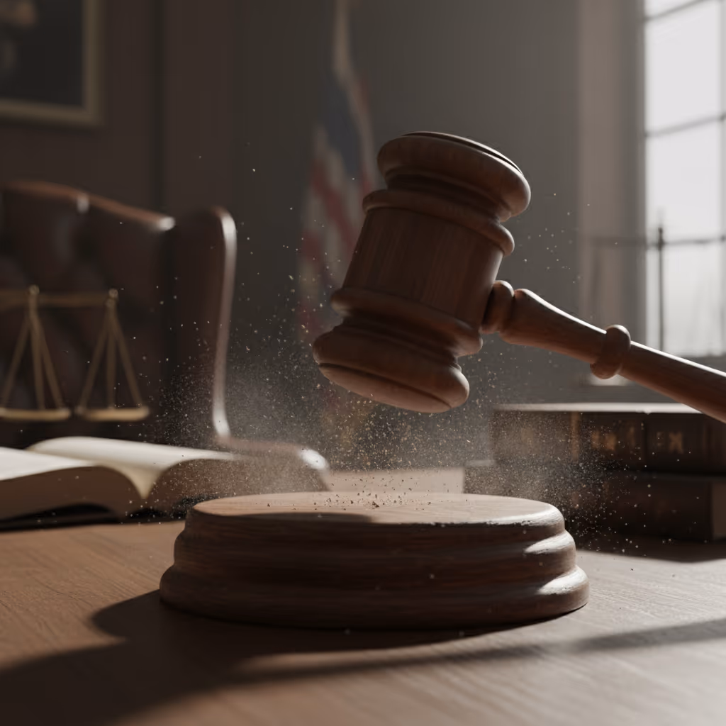 법정에서 망치를 두드리는 판사