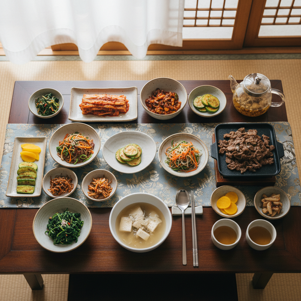 정갈하게 차려진 한정식 상차림