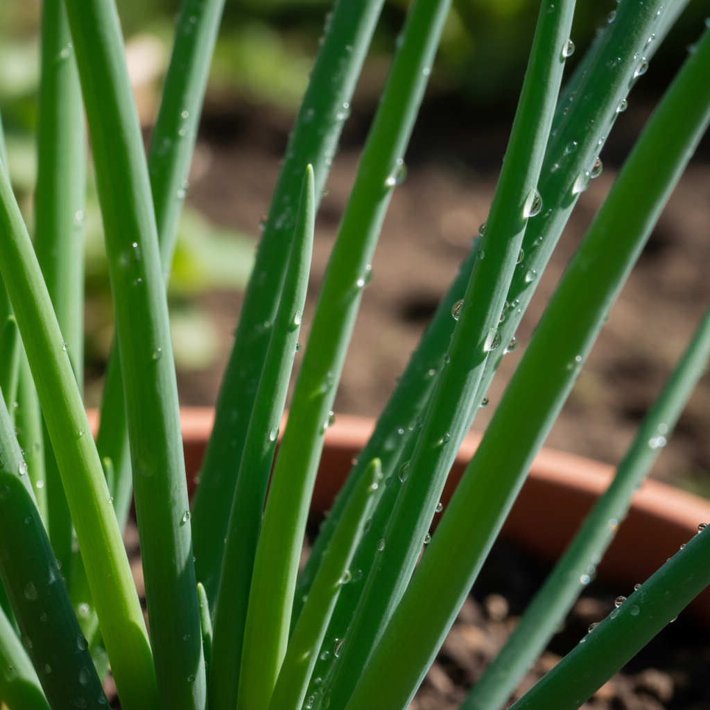 수확 직전의 싱싱한 대파