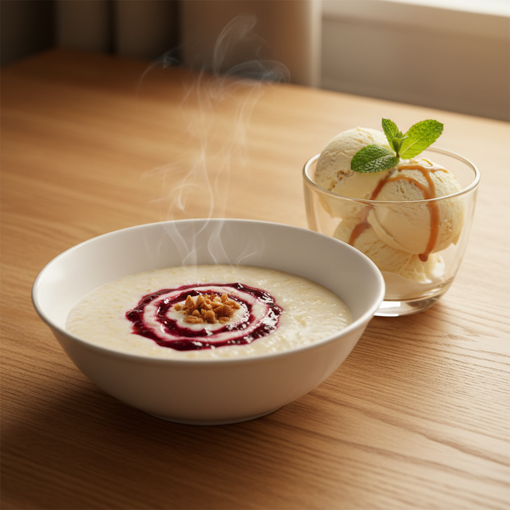 차갑고 부드러운 죽과 아이스크림