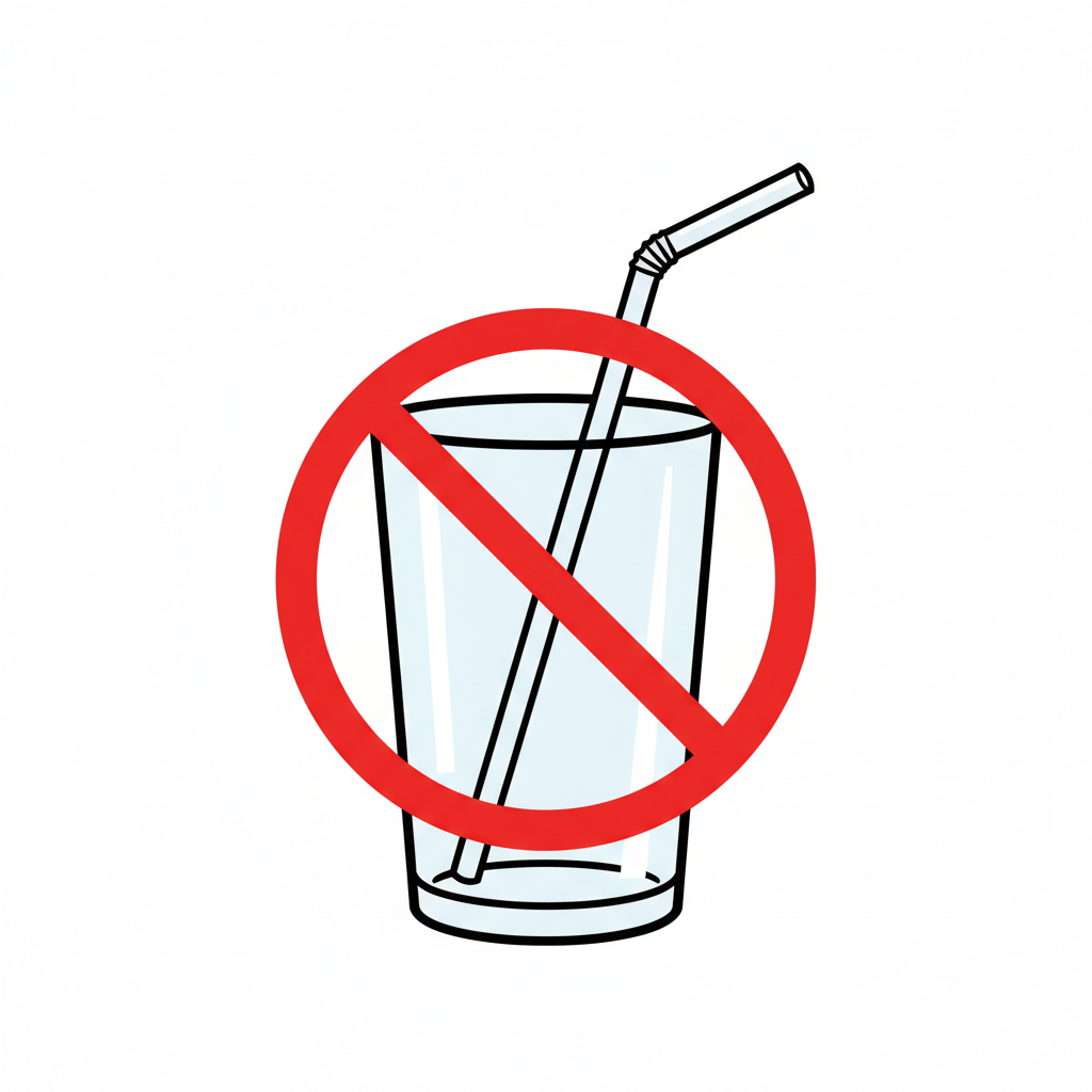 빨대 사용 금지를 나타내는 경고