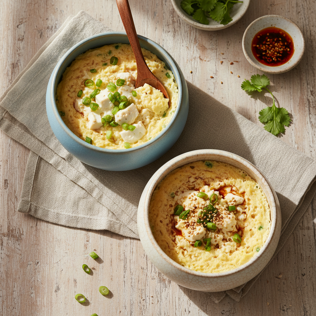 부드러운 계란찜과 두부 요리