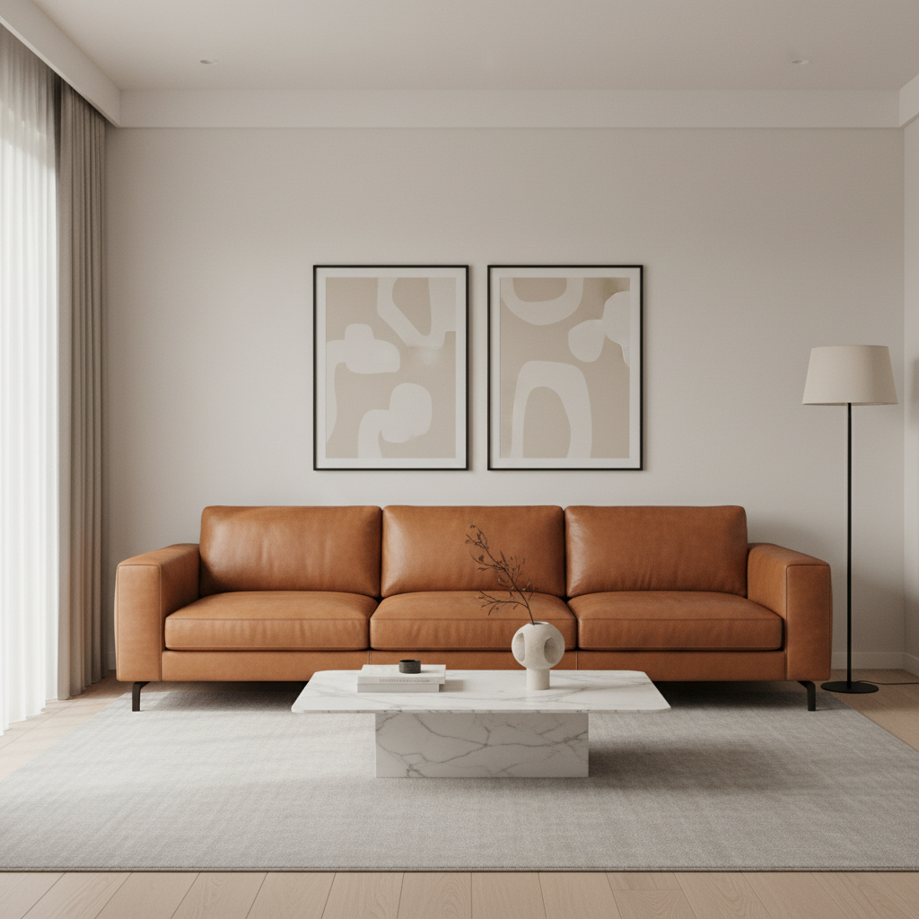 모던한 디자인의 자코모 쇼파가 배치된 거실 풍경