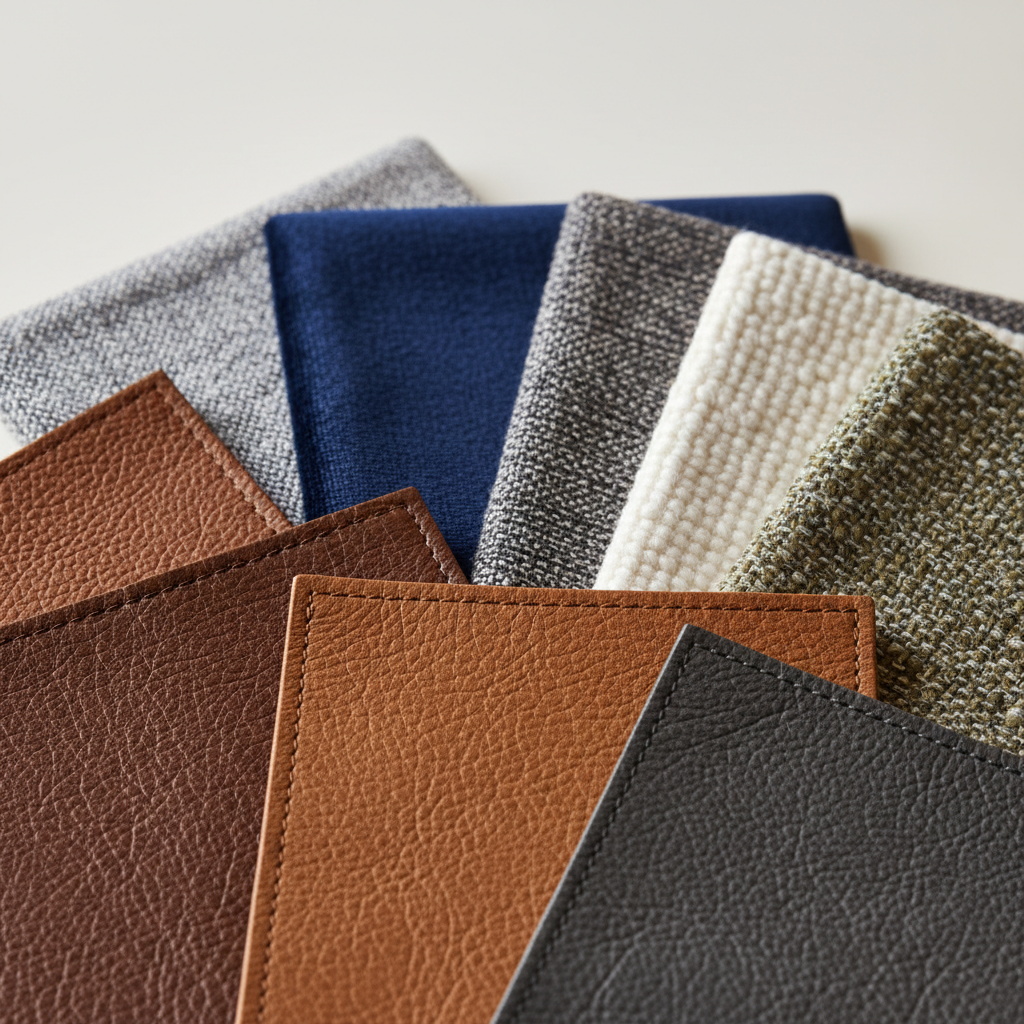 다양한 재질의 가죽과 패브릭 샘플