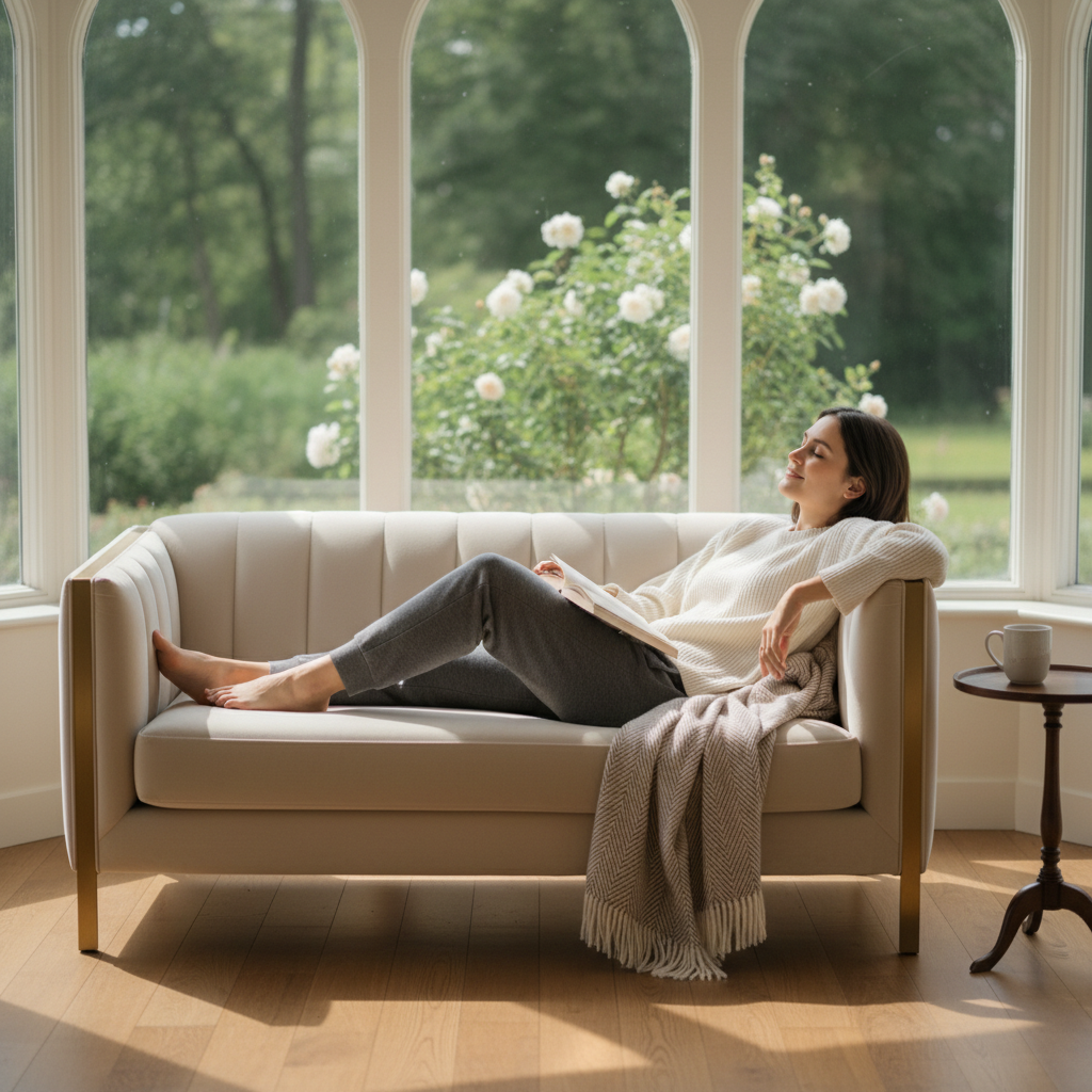 편안하게 휴식을 취하는 사람의 모습