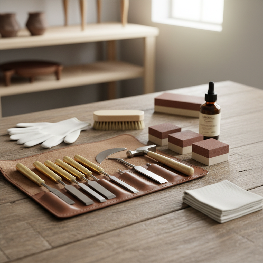 가구 관리 도구와 깔끔한 인테리어