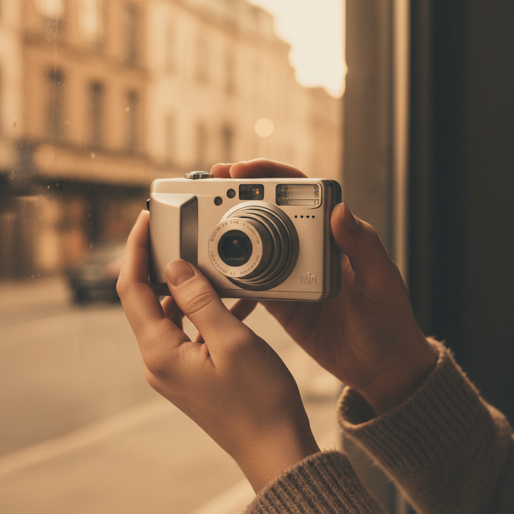 카메라와 사진 작업 중인 모습